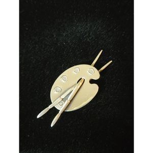 Vintage Beau Sterling silver Lilly paint Palette pin Brooch